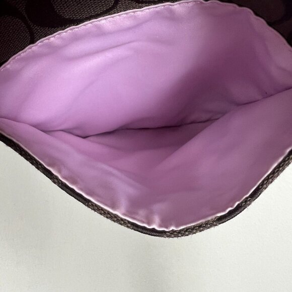 Coach Crossbody Bag Brown Sutton Swing Signature Fabric Vertical Hang Small - Picture 10 of 16